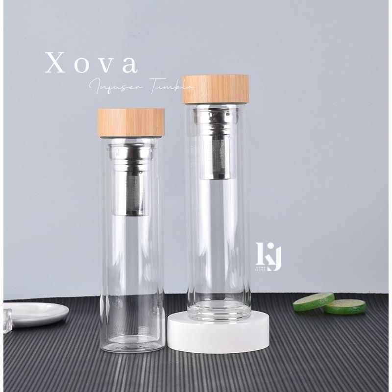 Xova Infuser Glass / Botol Minum Kaca Tea Infuser Glass Bottle 330 ml