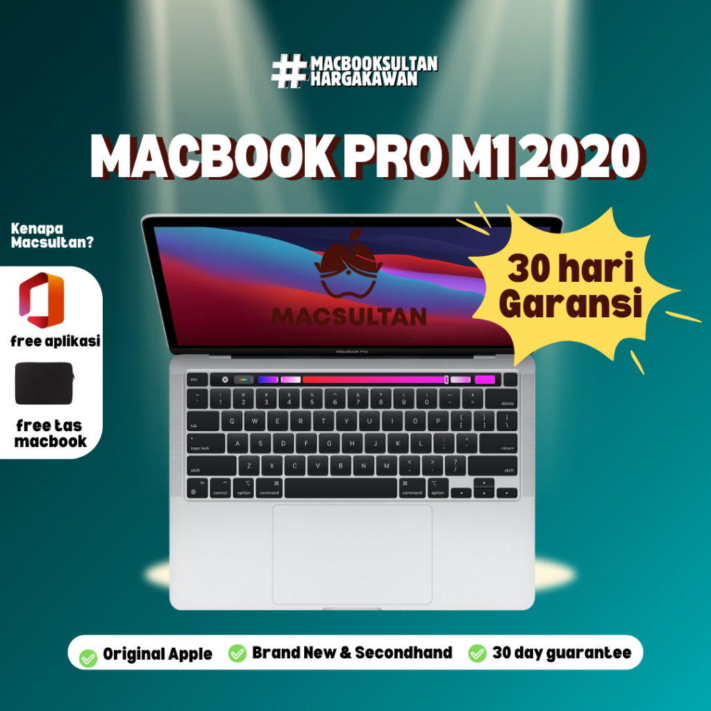 Macbook Pro M1 2020 RAM 8/16 GB SSD 256/512GB Original 100% Second Laptop Apple Termurah Garansi Mac