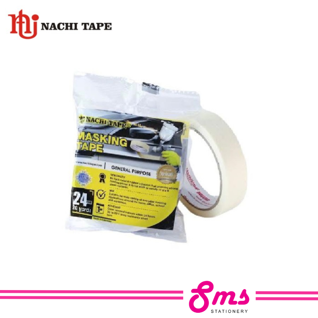 

Nachi Lakban Kertas / Masking Tape 1 inc / 2.4 mm x 20 Yard (18m)