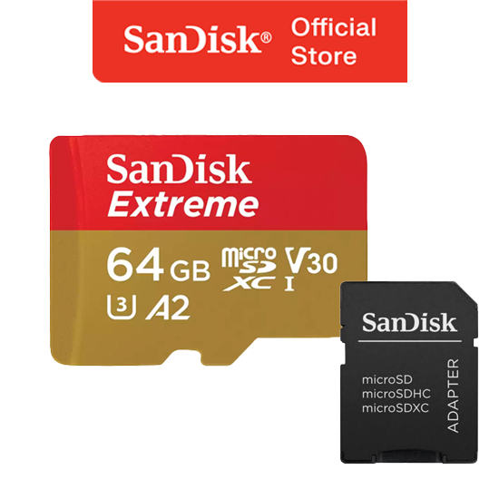 SanDisk microSDXC Extreme for Mobile dan Drone 64GB Class 10 UHS-I (Up to 170MB/s) - With Adapter