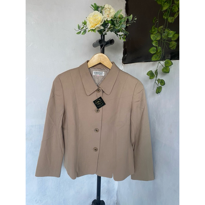 SA blazer VINVERT wanita lengan panjang warna Coklat Muda no 31