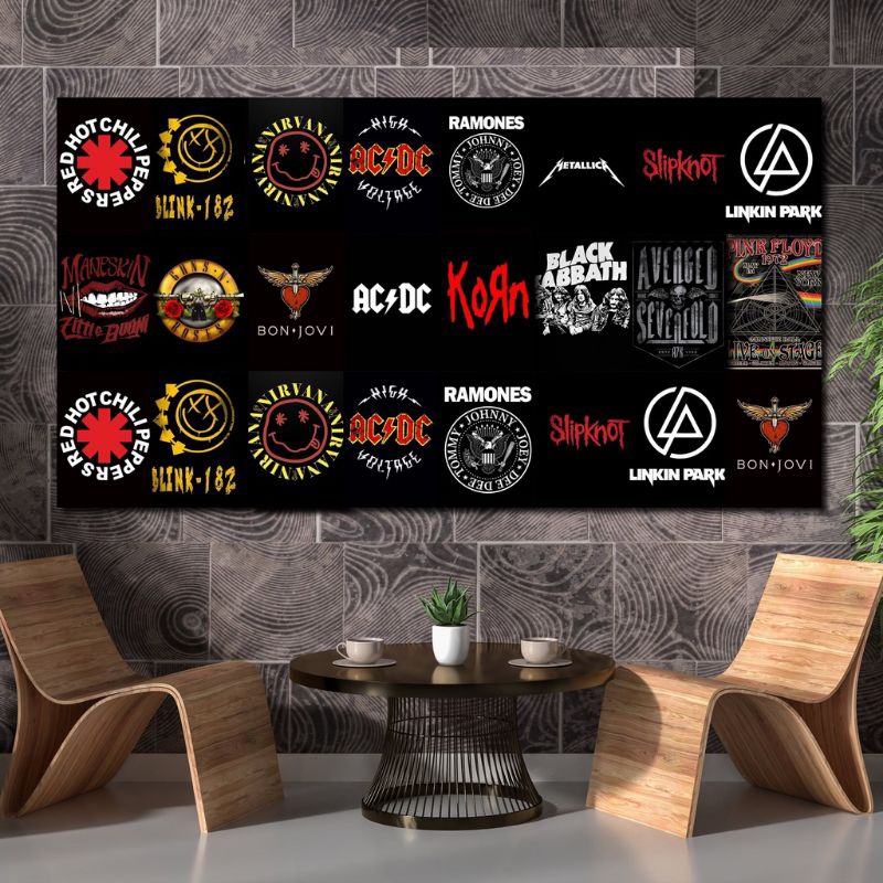 (16pcs)Poster Dinding Band Retro Aesthetic Kamar Cowok Distro Aesthetic Wall Collage Wall Art Wall D