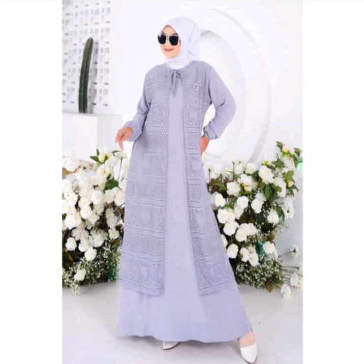 gamis wanita terbaru Nikita Gamis Maxy Bahan Crinkle Airflow Mix Brukat Malika mewah kekinian