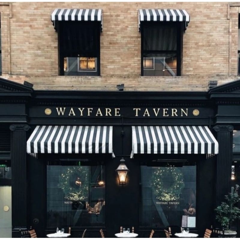 kanopi kain awning motif garis-garis