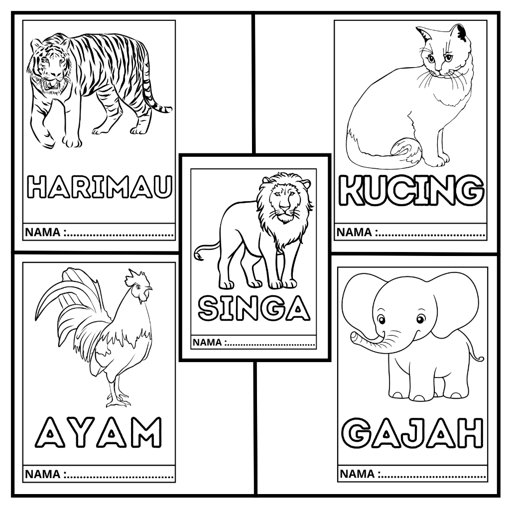 

Gambar Hewan Hitam Putih Dapat 5 lembar | Gambar Mewarnai Anak Anak | Ukuran A5 ( Buku Tulis )