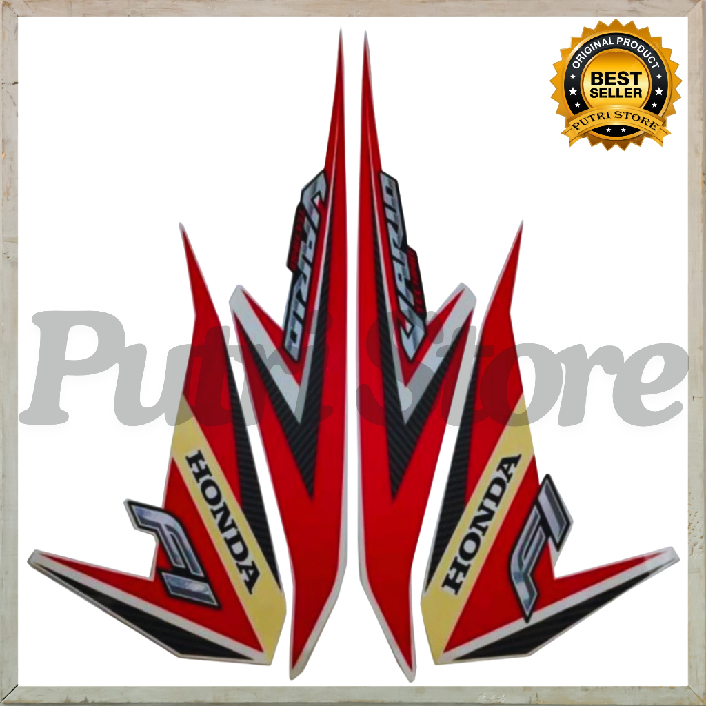 Stiker Striping Honda Vario Techno 125 2015 Putih Merah List Body Motor Vario Techno 2015