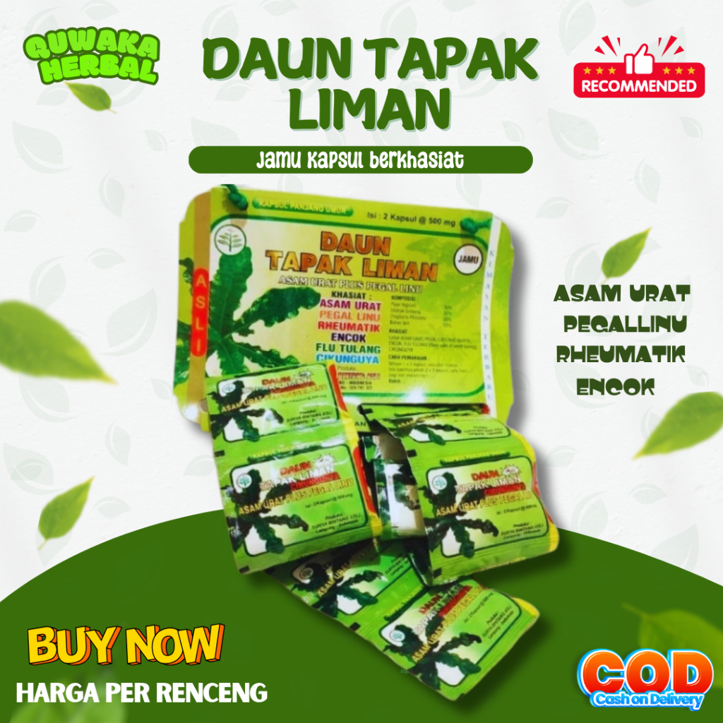 

daun tapak liman - asam urat plus pegal linu isi 20 pcs @2kps