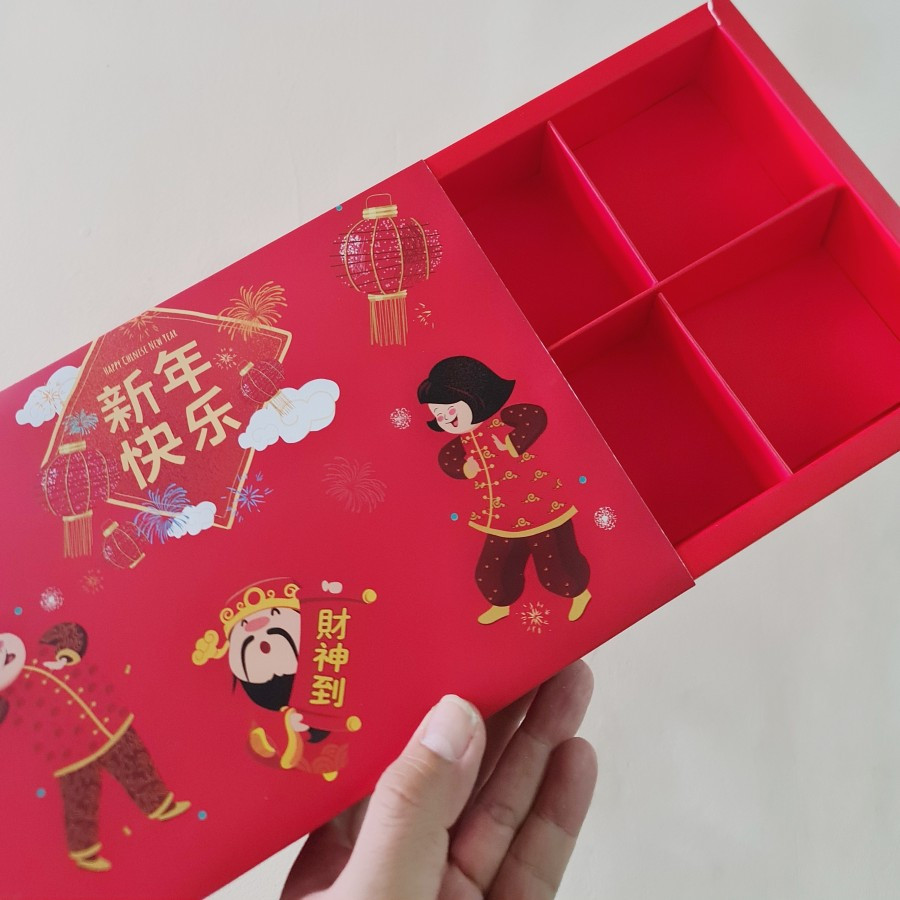 

(5pcs) Box Imlek Sekat 6 Kemasan Nastar Mini Pao Dus Hampers Motif Cny Family