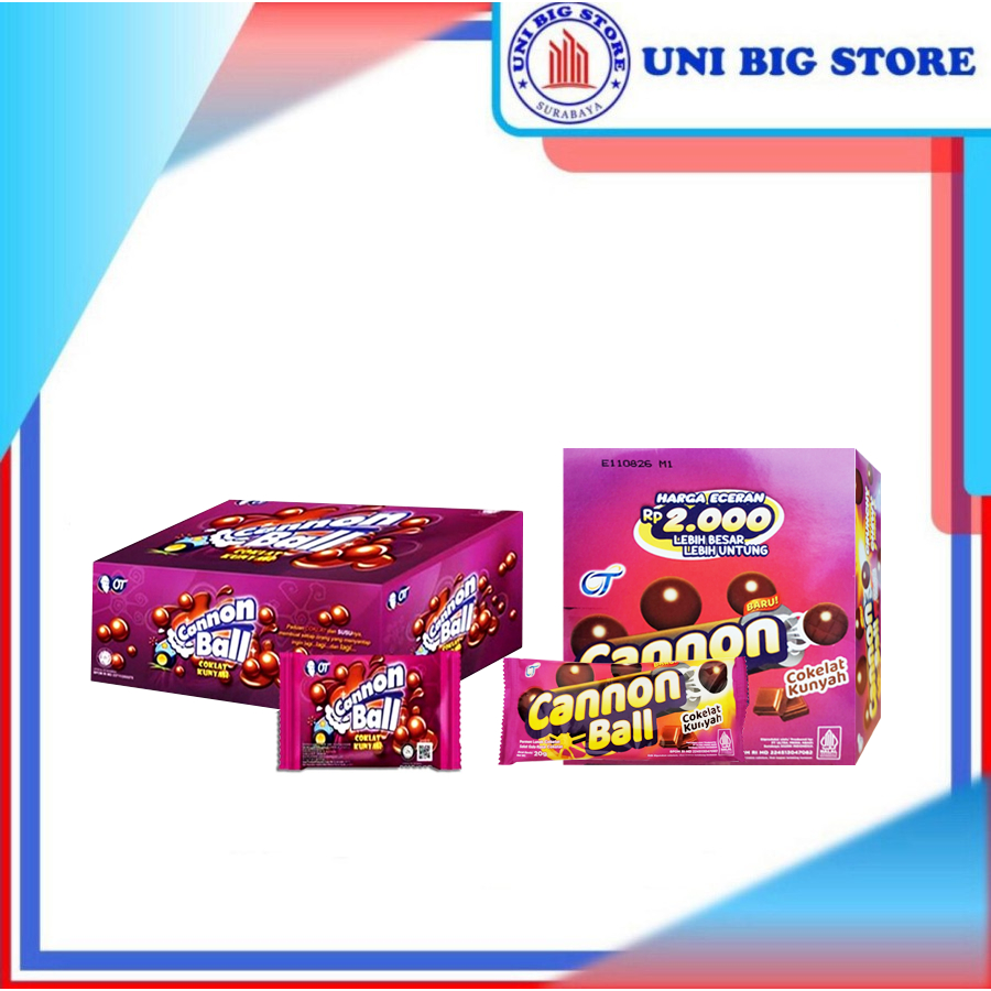 

CANNON BALL Permen Coklat Kunyah Box 24 Pcs x 5.4 gr