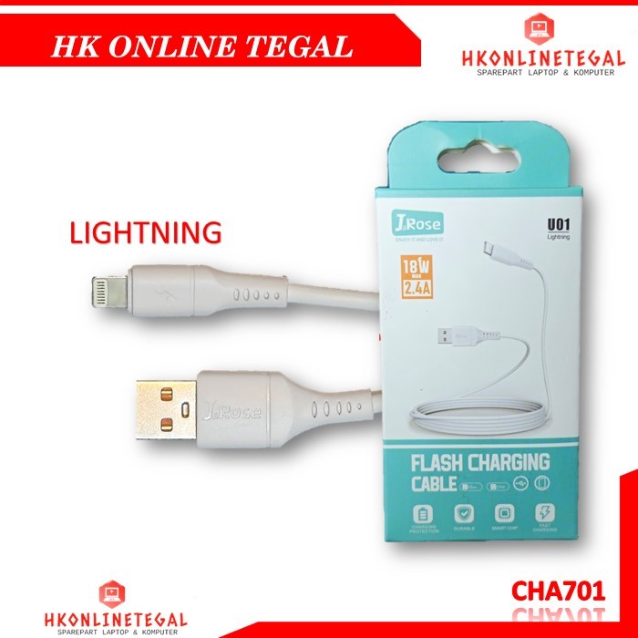 Kabel Charger Headphone Lightning FastCharging 2,4A J&Rose UO1-L 18W - Putih