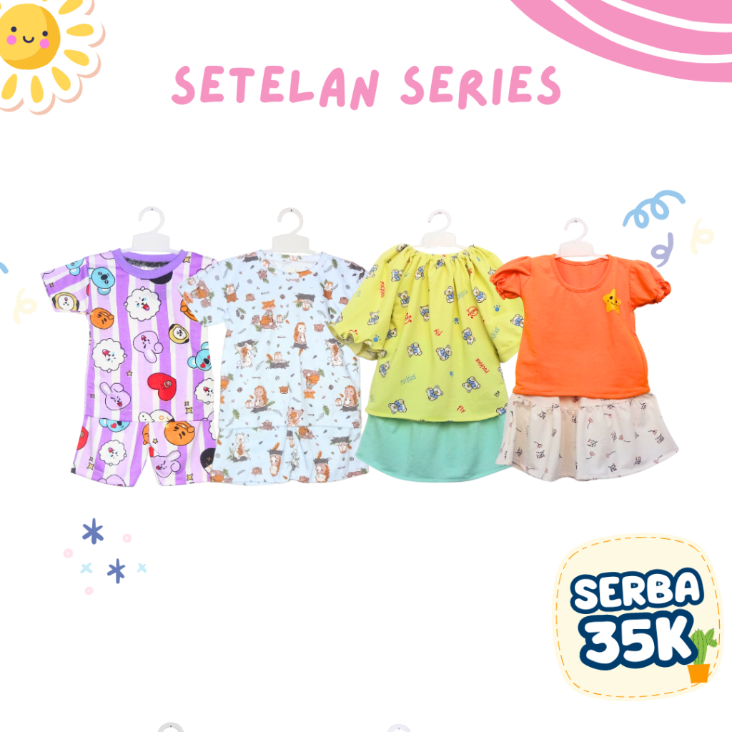SETELAN ANAK / SETELAN ANAK PEREMPUAN / SETELAN ROK PENDEK / SETELAN CELANA PENDEK