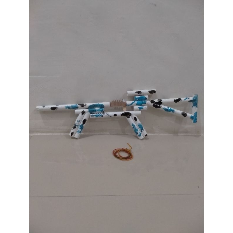 Mainan Tembakan Paralon / Mainan tembak PVC Peluru Karet Rubber Band Gun 5x tembak Kode AK72