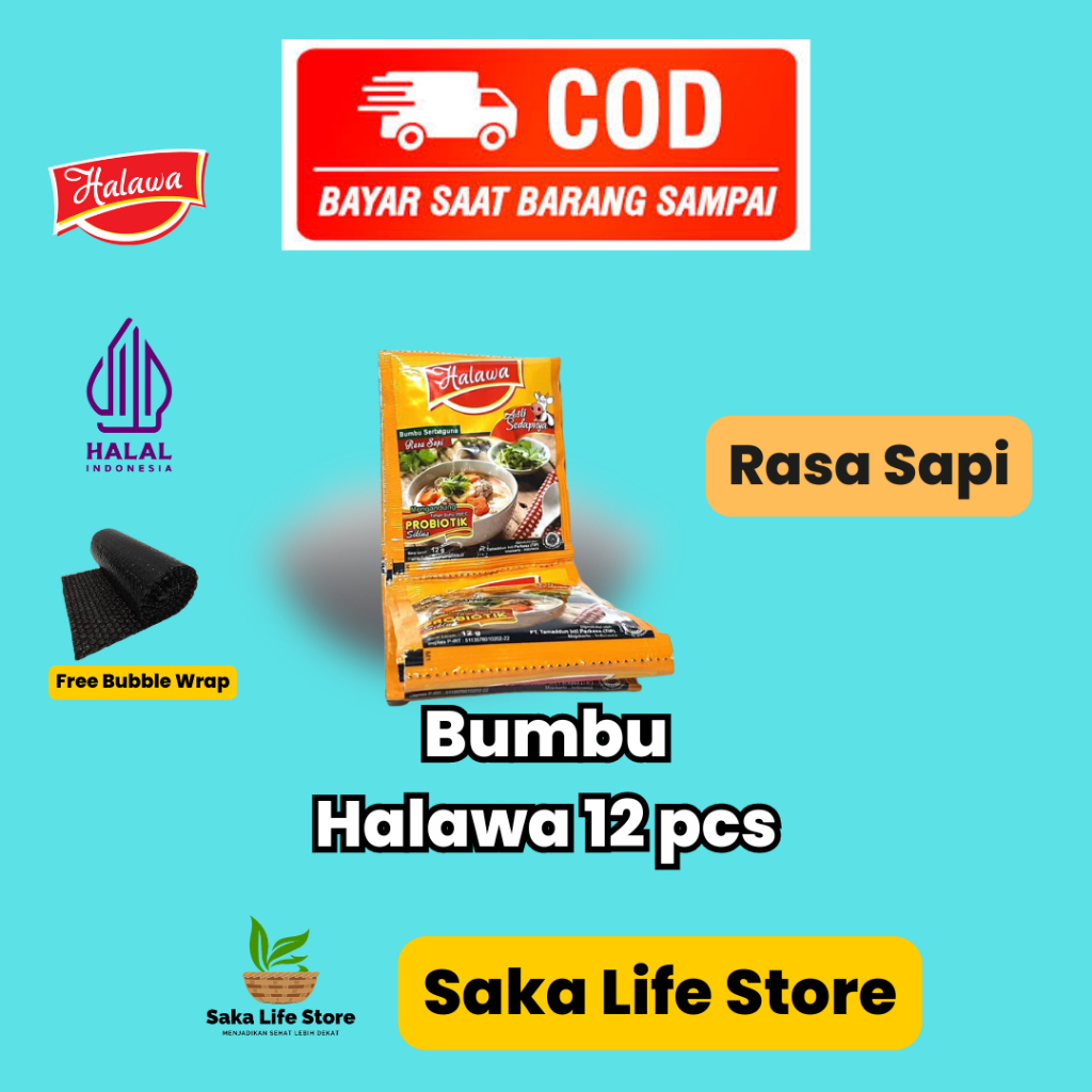 

Penyedap Rasa Halawa Bumbu Probiotik Rasa Ayam Rasa Sapi 12 pcs