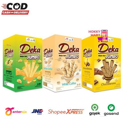 

[HOKKY] Deka Wafer Roll Jumbo Dua Kelinci Box Isi 20 x 14gr Choco Banana Cheesy Durian White Coffee Snack Cemilan Anak Murah Halal