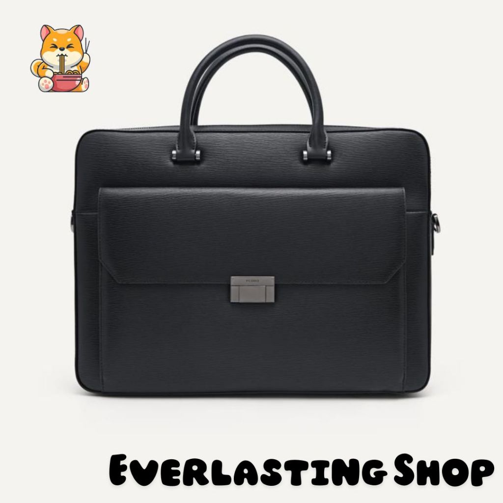 Original Pedro Textured Leather Briefcase Tas Laptop Black Hitam Handcary Bag