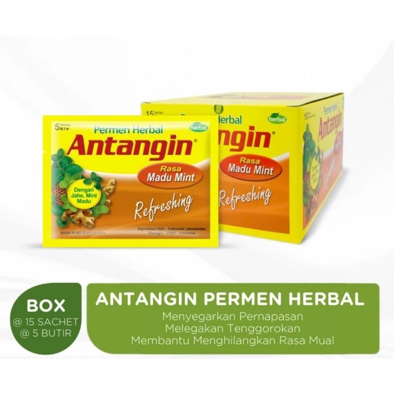 

Permen Antangin herbal 1 box isi 15 sachet Rasa Madu Mint