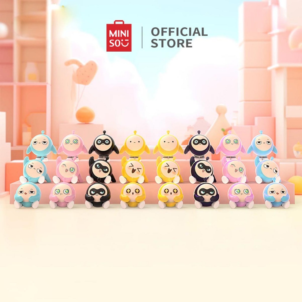Miniso x Eggyparty Mini Candy Colorful Series Kotak Buta Blind Box Eggyparty Mini Ornamen Lucu Pengi
