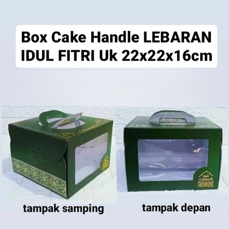 

( 3 pcs ) Cake Box Handle Eid Mubarak Kotak Dus Jinjing 22x22x16 cm Packaging Bolu Kue Tart