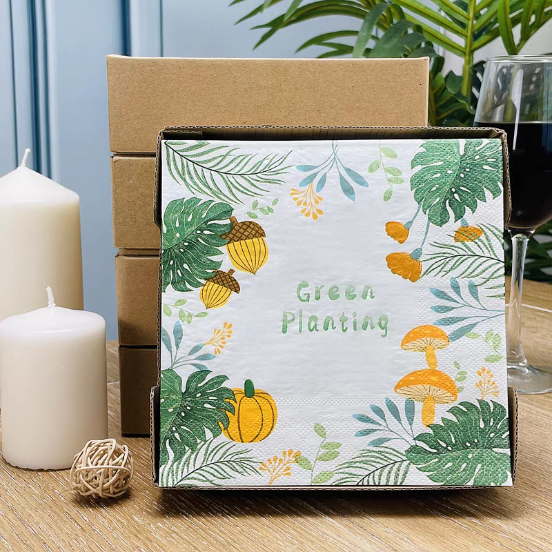 389. Decoupage napkin / tisu decoupage / cocktail tisu / tisu pesta motif green planting