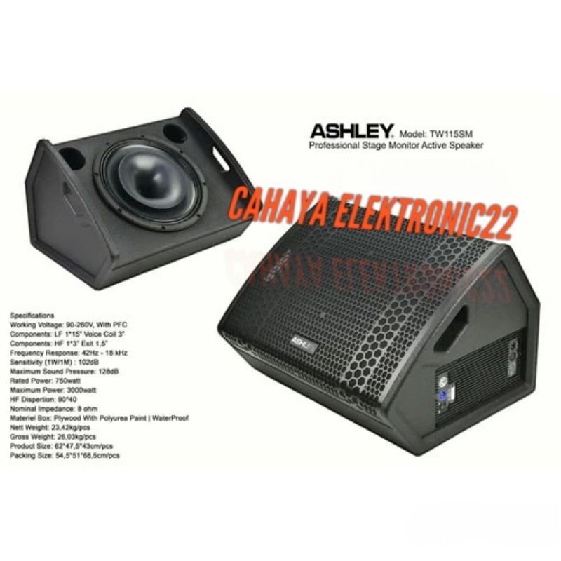 Speaker Aktif Monitor Ashley TW115SM Original 15 inch Active Ashley TW 115 SM