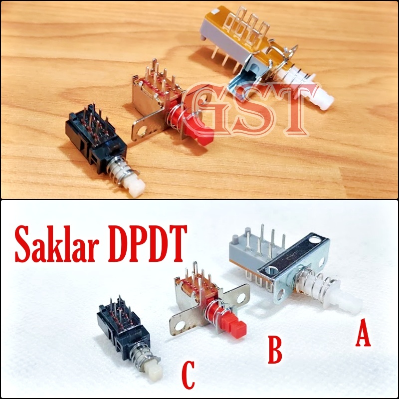 5Pcs saklar dpdt 6 pin lock switch power tombol power