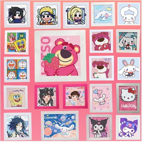 

【COD】Labubu Cinnamonroll Lotso Kuromi Melody Diamond Painting Kreatif Diamond Paint Berlian Bulat DIY