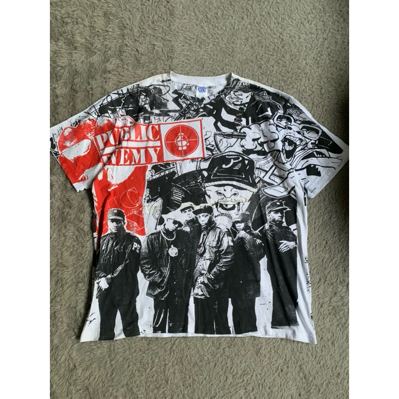 kaos band bootleg public enemy allover print second preloved vintage