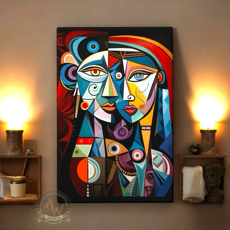 

lukisan dinding ruang tamu abstrak minimalis modern art painting