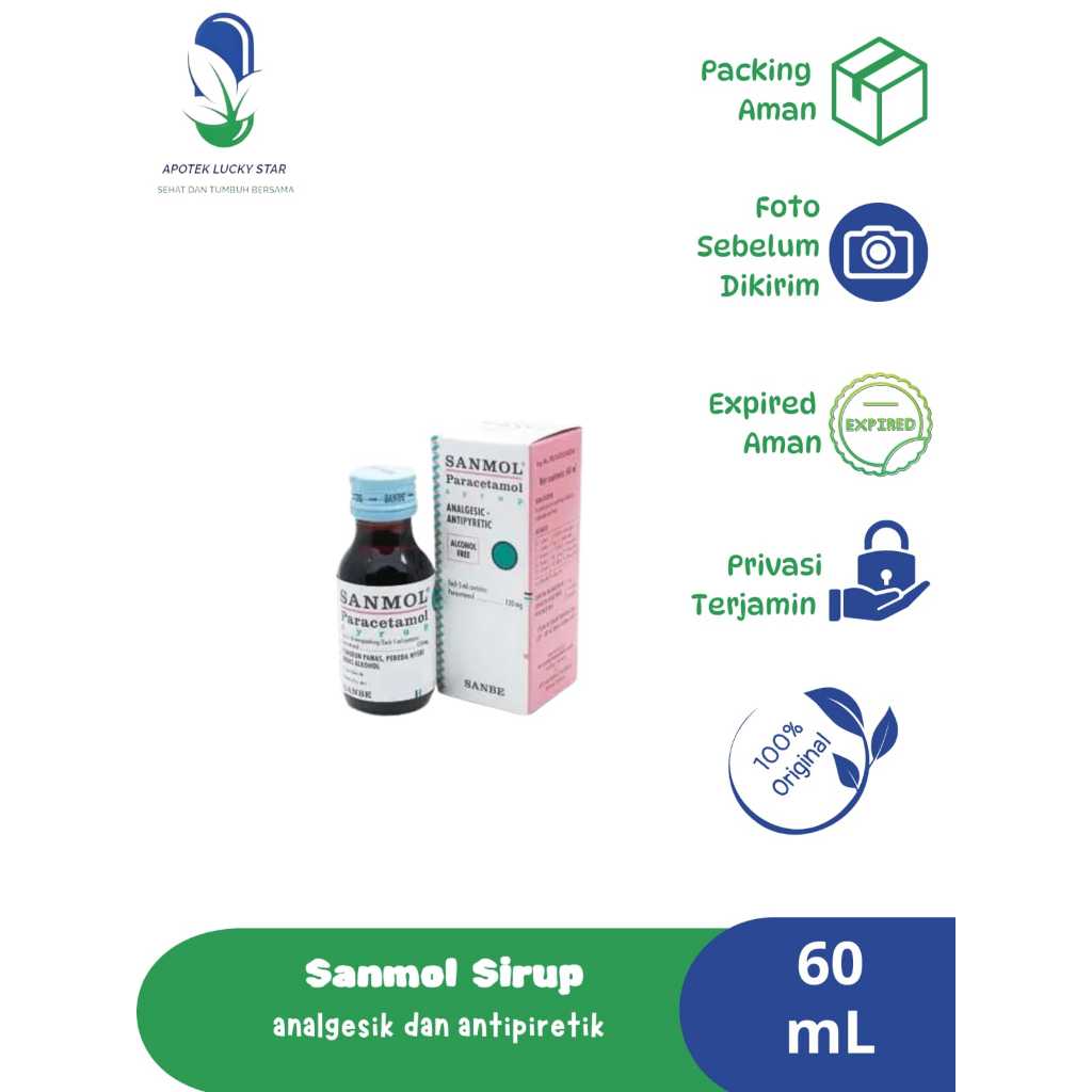 Sanmol Sirup 60ml Paracetamol Penurun Demam Anak