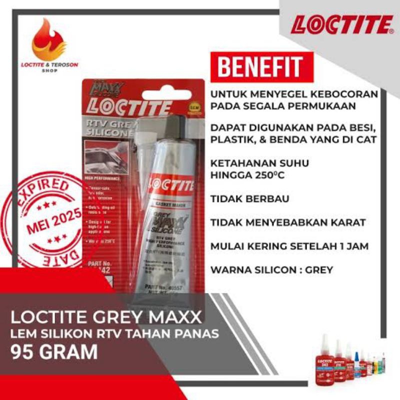 LOCTITE RTV GREY MAXX SILICONE 95 gram Lem Silicone