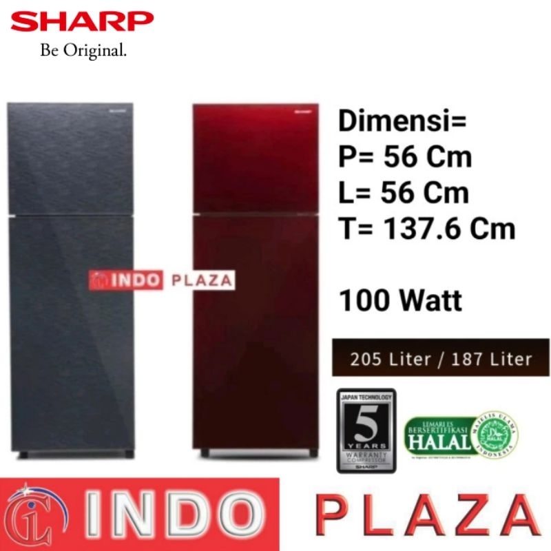 KULKAS SHARP 2 PINTU SJ-246XG MODEL PINTU KACA