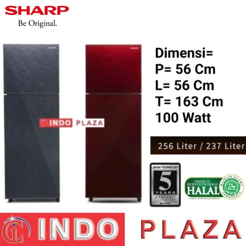 KULKAS SHARP 2 PINTU SJ-326XG MODEL PINTU KACA