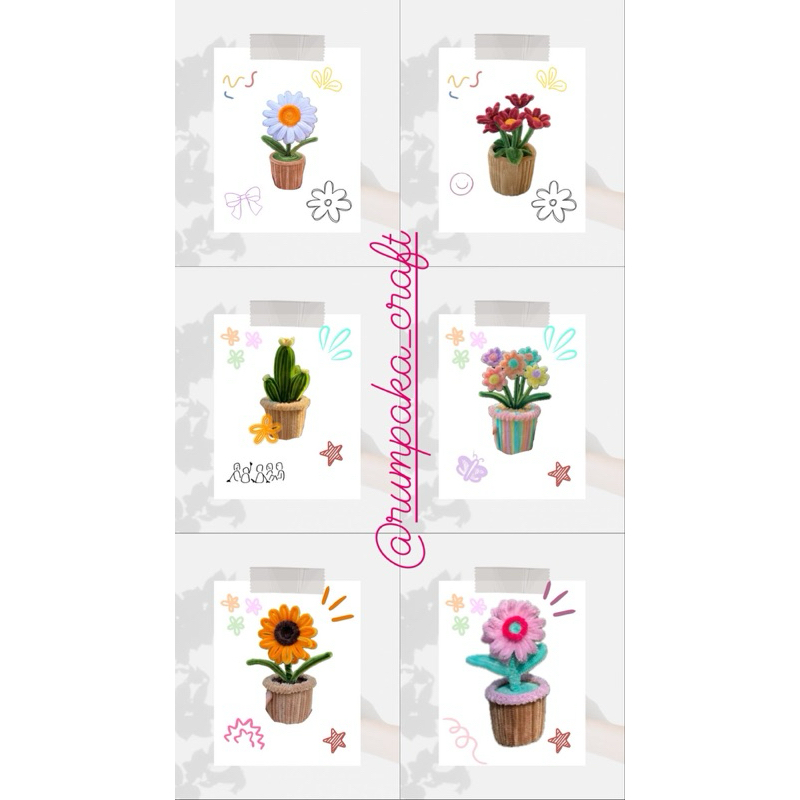 Pot bunga hiasan meja// pot bunga kawat bulu // pot bunga hias // souvenir murah