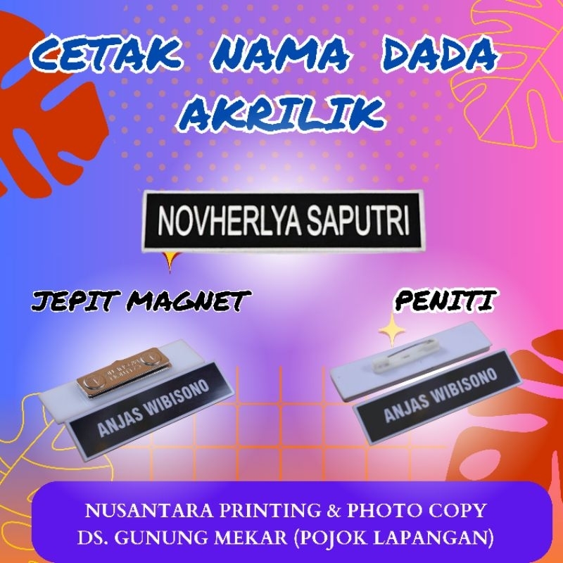 

CATAK NAMA DADA/NAMETAG AKRILIK RESIN