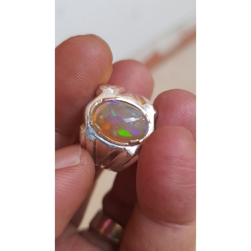 cincin batu kalimaya teh ring perak