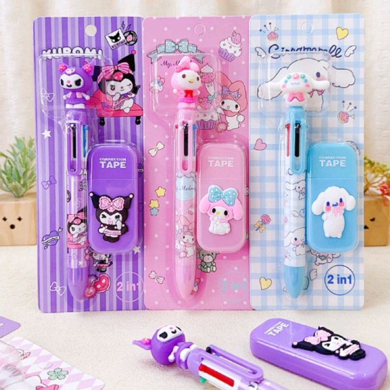 

Set Alat Tulis 2 in 1 / Set Pulpen 6 Warna dan Korektor / Set Pena dan Korektor 2 in 1 / Alat Tulis Pena & Korektor Ballpoint / Pen Set Kuromi Character Premium Edition Stationary set 4 in 1 / Alat Tulis 1set Sanrio / Pulpen Anak Sekolah Kuliah Kantor TS