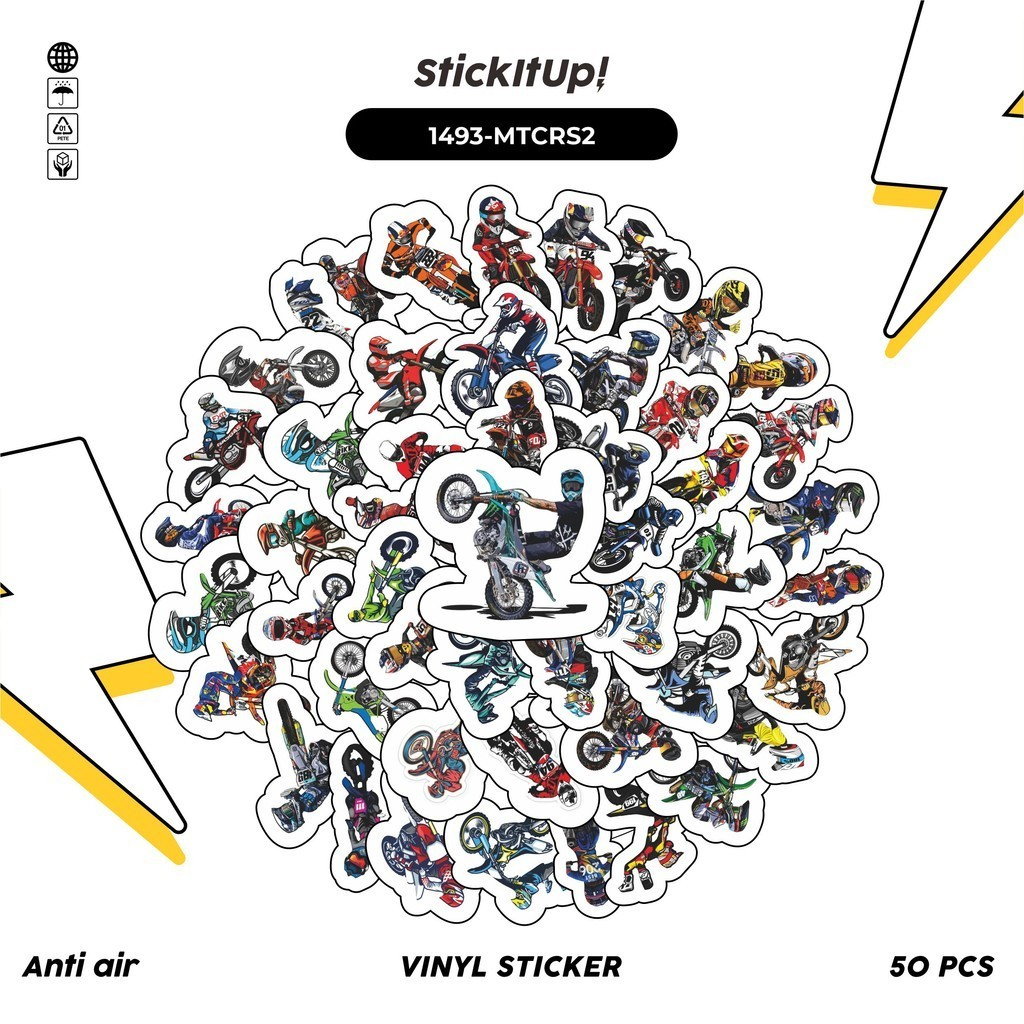 

COD✨ 100 Pcs Stiker Pack Motor Cross Lucu Aesthetic Vynil Waterproof untuk Freebies Sticker Buku Journal Casing HP Laptop