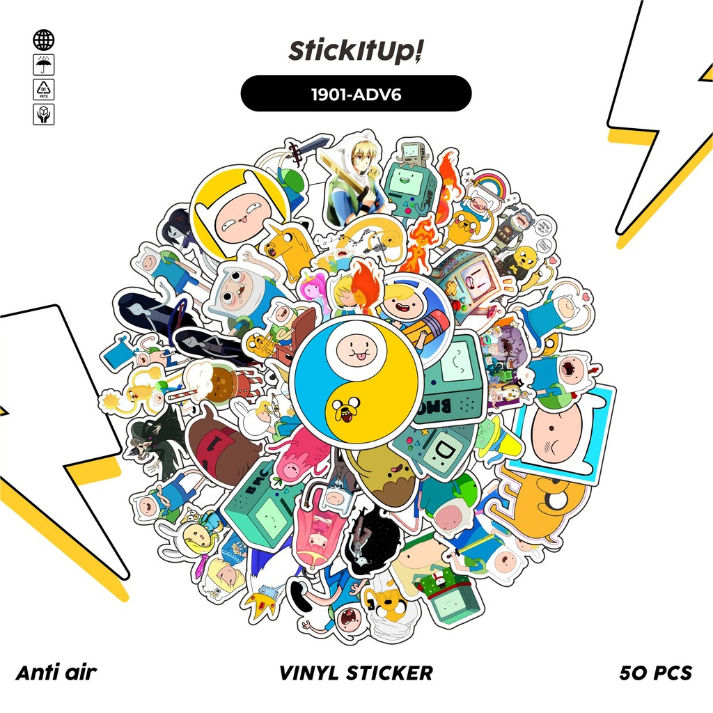

COD✨ 50 Pcs Stiker Pack ADV3NTURE TIME CHAR MIX 06 Lucu Aesthetic Vynil Waterproof untuk Freebies Sticker Buku Journal Casing HP Laptop