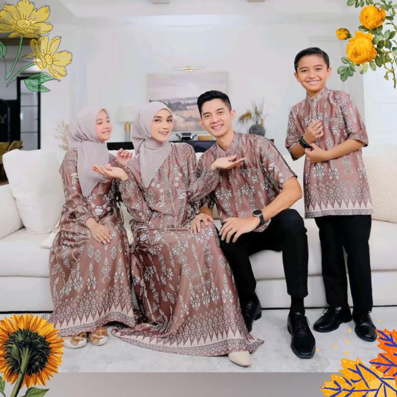 REAL PICT KECIL-JUMBO SARIMBIT KELUARGA OKKY OSD SILK PREMIUM OUTFIT LEBARAN SERAGAM KIRAN MAHKOTA T