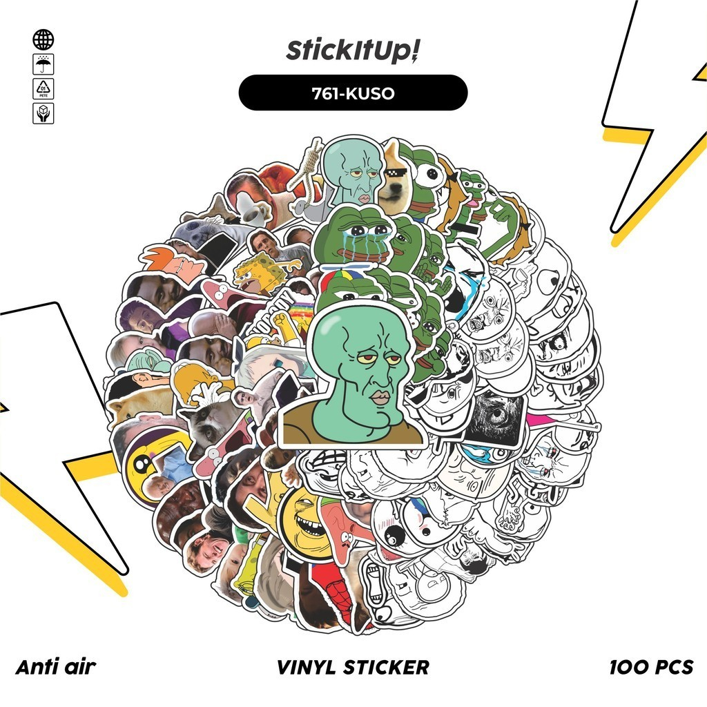 

COD✨ 100 Pcs Stiker Pack KUSO Internet Celebrity Lucu Aesthetic Vynil Waterproof untuk Freebies Sticker Buku Journal Casing HP Laptop