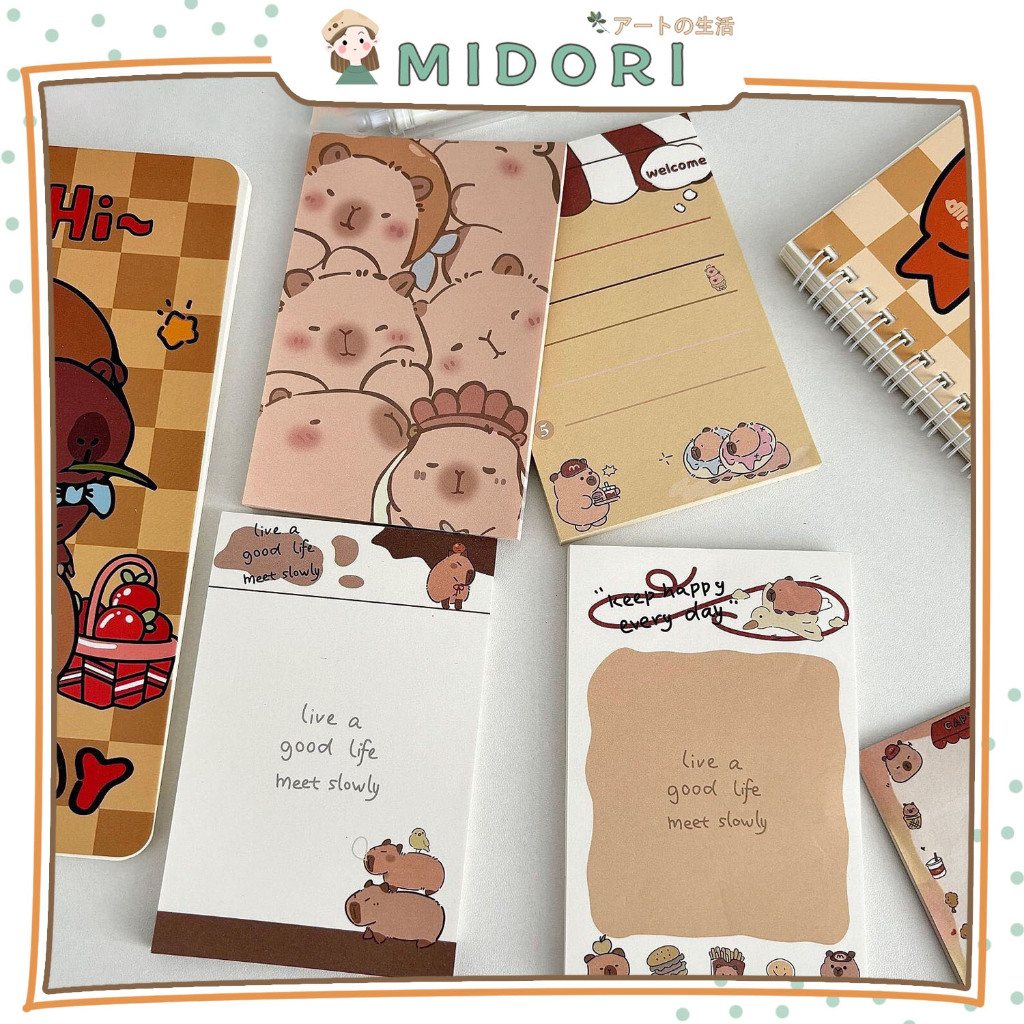 

[MIDORI] 50Lembar BROWN MEMO CAPYBARA Memo Pad Note Paper Notepad - C0055