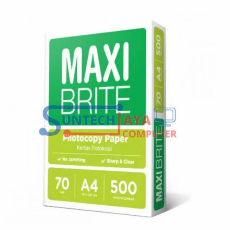 

Kertas HVS A4 70GSM MaxiBrite, kertas FotoCopy, Print, 1 RIM 500 Lembar