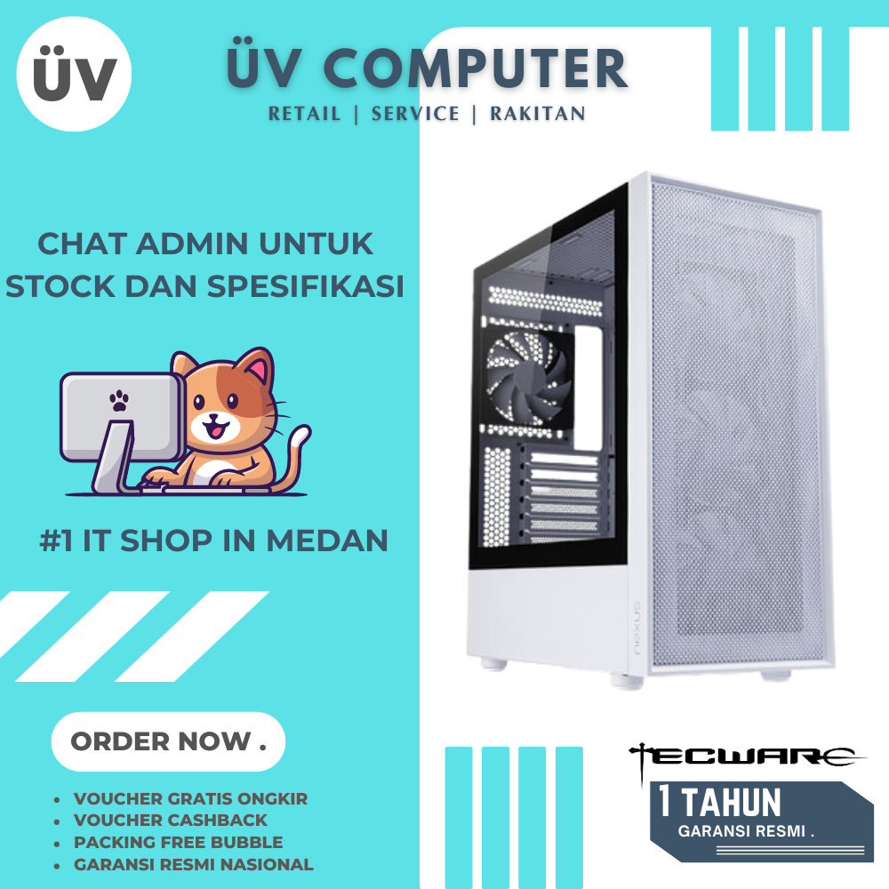 Casing PC Komputer Tecware Nexus Air Pro High Airflow | Mid Tower | ATX Case | 4 Fan | With Vertical