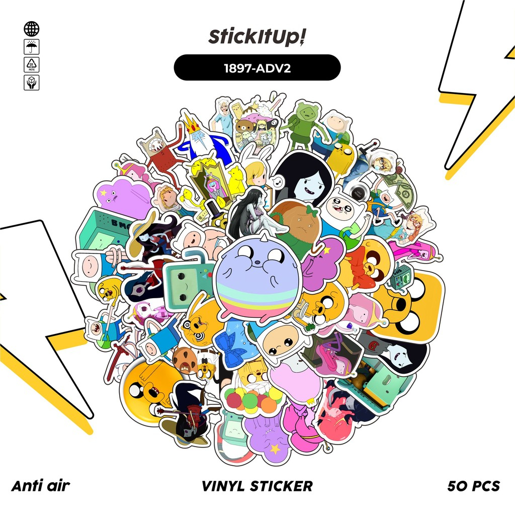 

COD✨ 50 Pcs Stiker Pack ADV3NTURE TIME CHAR MIX 02 Lucu Aesthetic Vynil Waterproof untuk Freebies Sticker Buku Journal Casing HP Laptop
