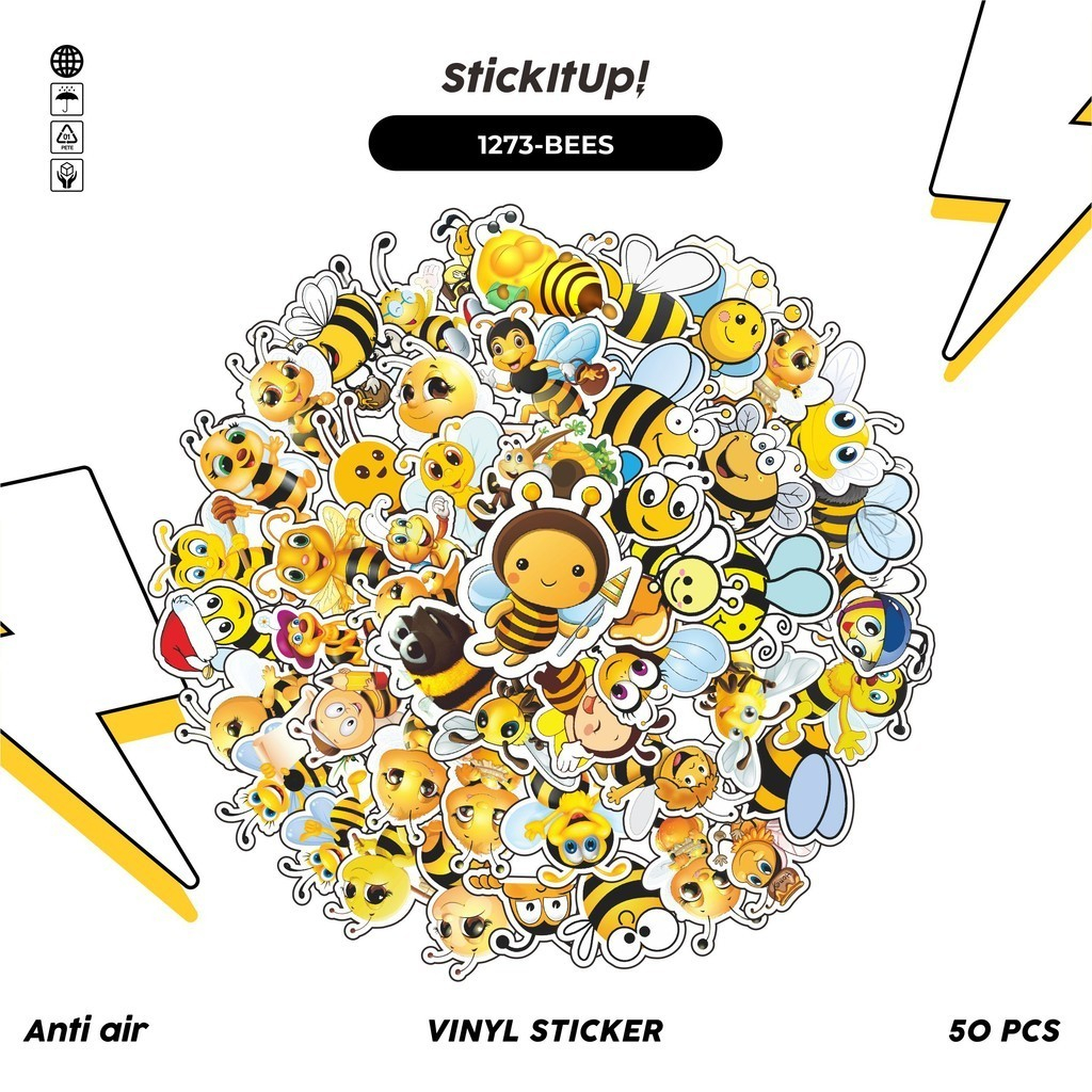 

COD✨ 100 Pcs Stiker Honeybees / Lebah Series Lucu Aesthetic Vynil Waterproof untuk Freebies Sticker Buku Journal Casing HP Laptop