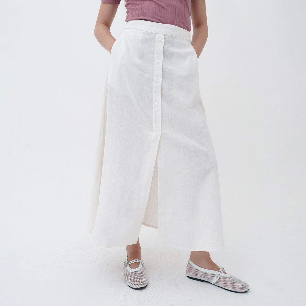 Mississippi Midi Slit Skirt Rok Midi LIN000500M Offwhite