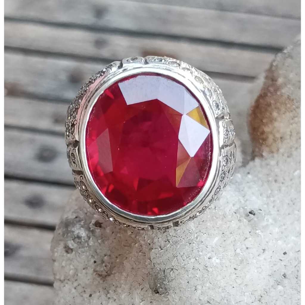 Merah Siem Kapas Cuting Big Size Ring 925 HM Lawasan