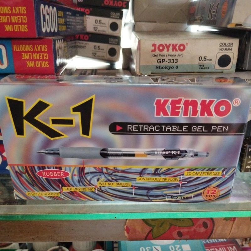 

pulpen gel kenko K1 hitam 0.5mm 1 pack isi 12 pcs