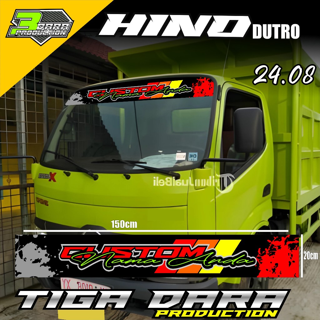 (COD) TERBARU STIKER BISMILLAH KACA DEPAN TRUK HINO DUTRO DESAIN SIMPEL KODE 24.08