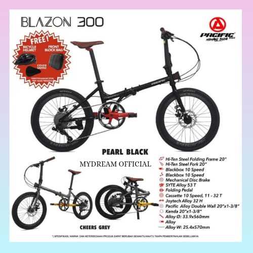 SEPEDA LIPAT ANAK PACIFIC BLAZON 300 SEPEDA LIPAT FOLDING BIKE 20 INCH,SEPEDA READY SEMUA WARNA - TE